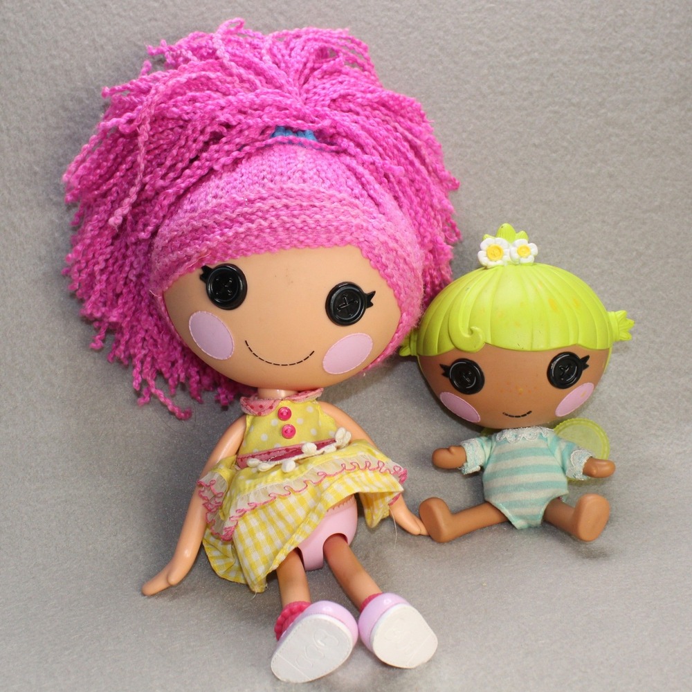 MGA Lalaloopsy Doll Lot Pink Yellow Green Littles 13in 7in Button Eyes Whimsical